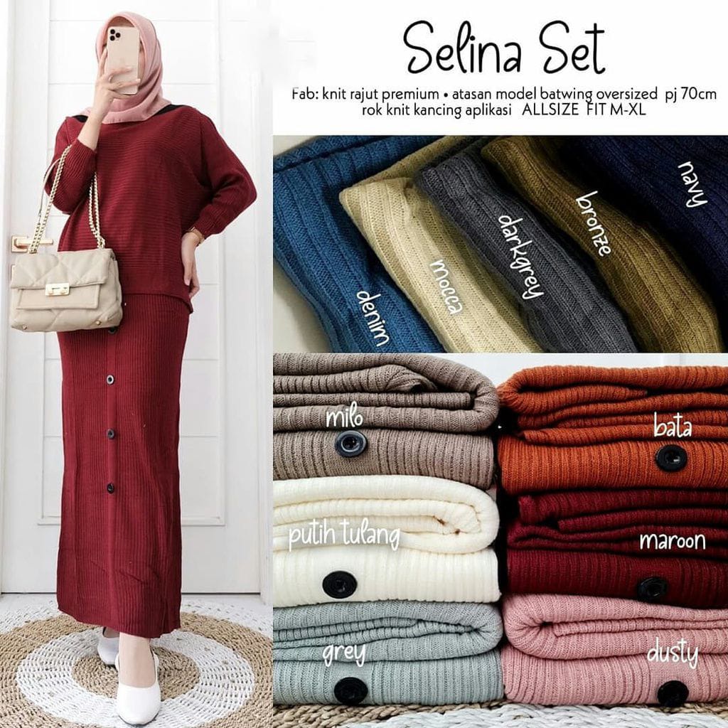 Setelan Rajut Selina Set Korean Style Rajut Premium