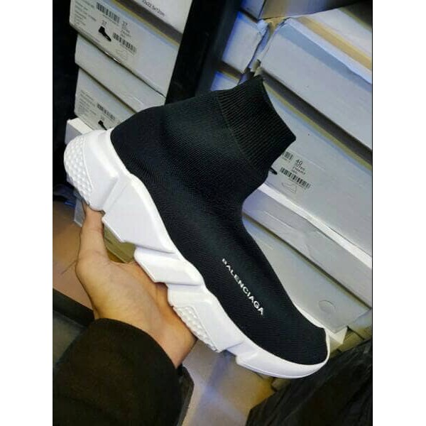 SEPATU BALENCIAGA TOP SPEED TRAINER BLACK WHITE PREMIUM QUALITY