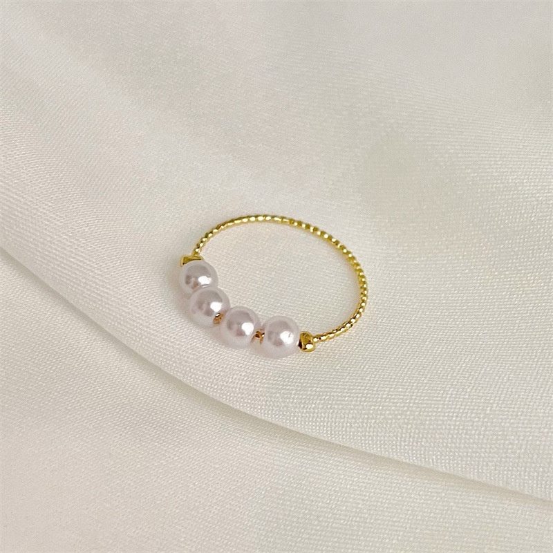 Cincin Manik-Manik Mutiara Unik Gaya Retro Untuk Wanita