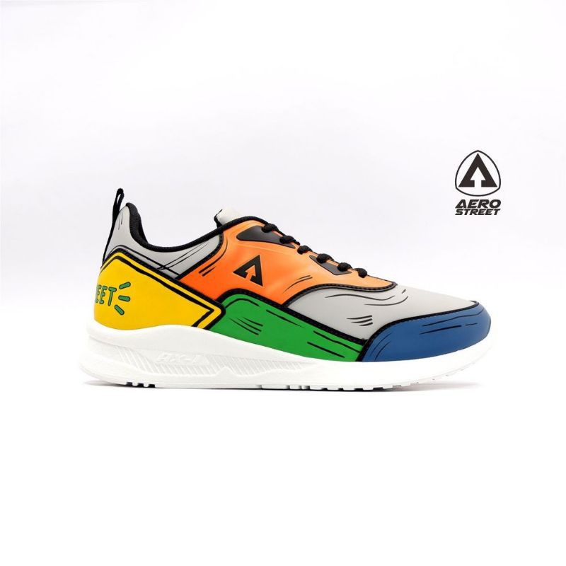 Aerostreet Tiger 2D Hijau Orange Limited Edition - Sepatu Sneakers Casual Sport Sekolah Pria Wanita