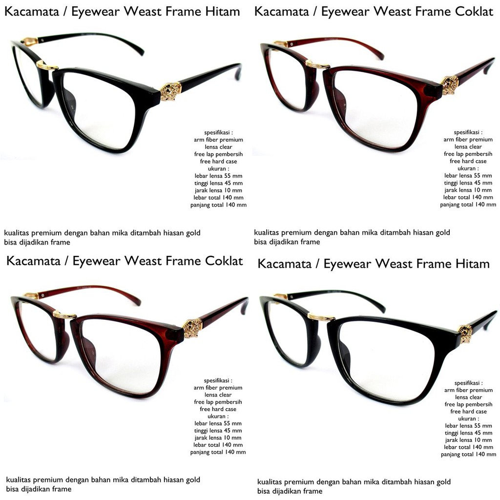 kacamata frame / kacamata wanita / eyewear weast frame fullset