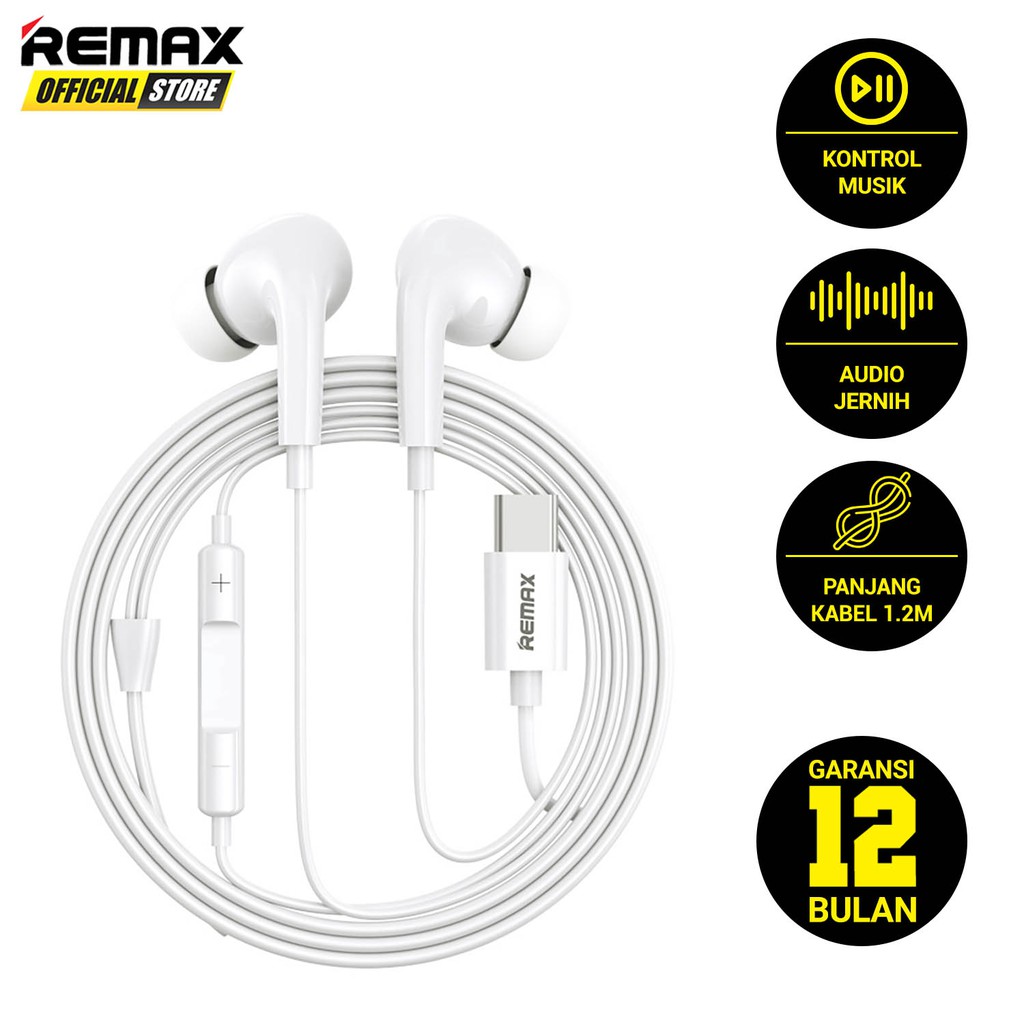 Remax RM-533 Earphone Air Plus Pro Type-C Wired Music Earphone Garansi Resmi / Earphone Murah