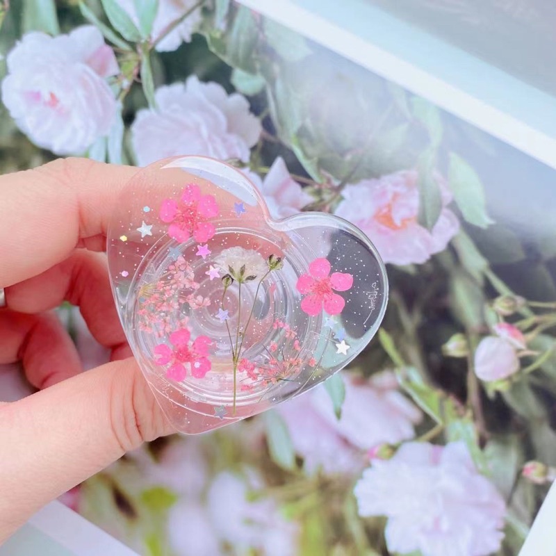 Popsocket Transparant Love with Dried Flowers