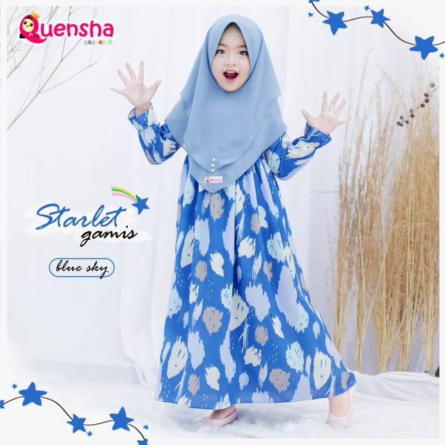 [COD] SET GAMIS STARLET DRESS QUENSHA BABYKIDS BAJU MUSLIM ANAK PEREMPUAN TERMURAH