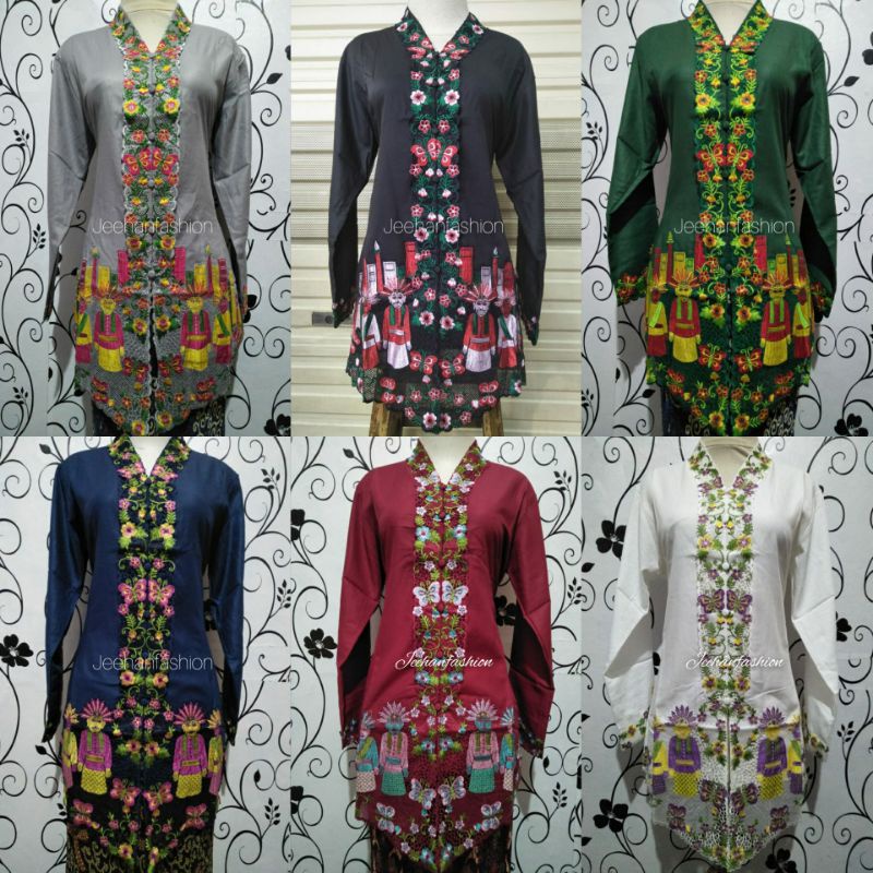 Baju Kebaya Bordir Ondel Ondel Betawi Encim Modern / Kebaya Ondel Ondel / Baju Kebaya