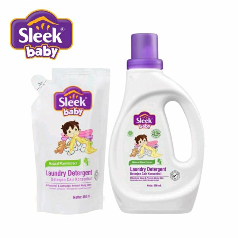 SLEEK Baby Laundry Detergent 500ml 450ml Travel Wash 100ml | Sabun Cuci Baju Bayi | Detergen Pakaian Bayi