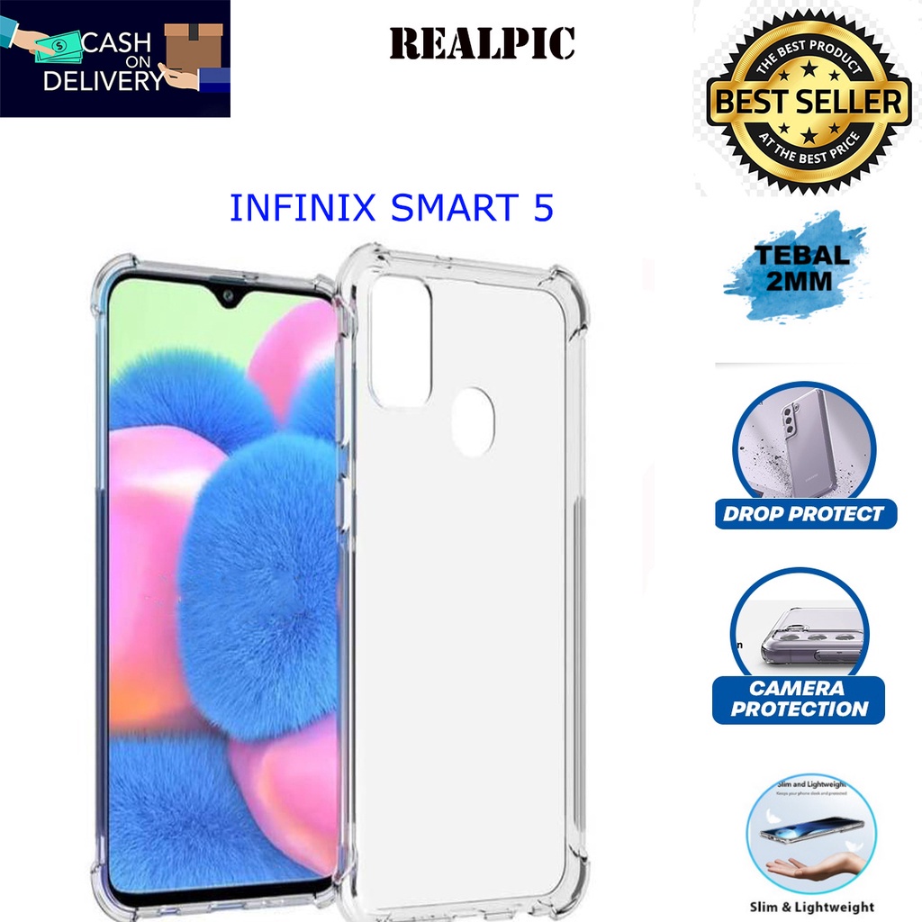 Case INFINIX SMART 5 Casing Clear HD KETEBALAN 2MM BENING TRANSPARAN TPU Premium Softcase