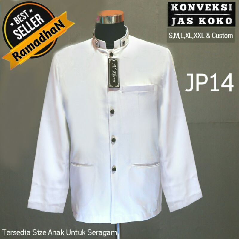 Baju muslim pria / Jas koko polos / Koko Jasko Putih / Seragam keluarga Exlusive / Baju lebaran JP14