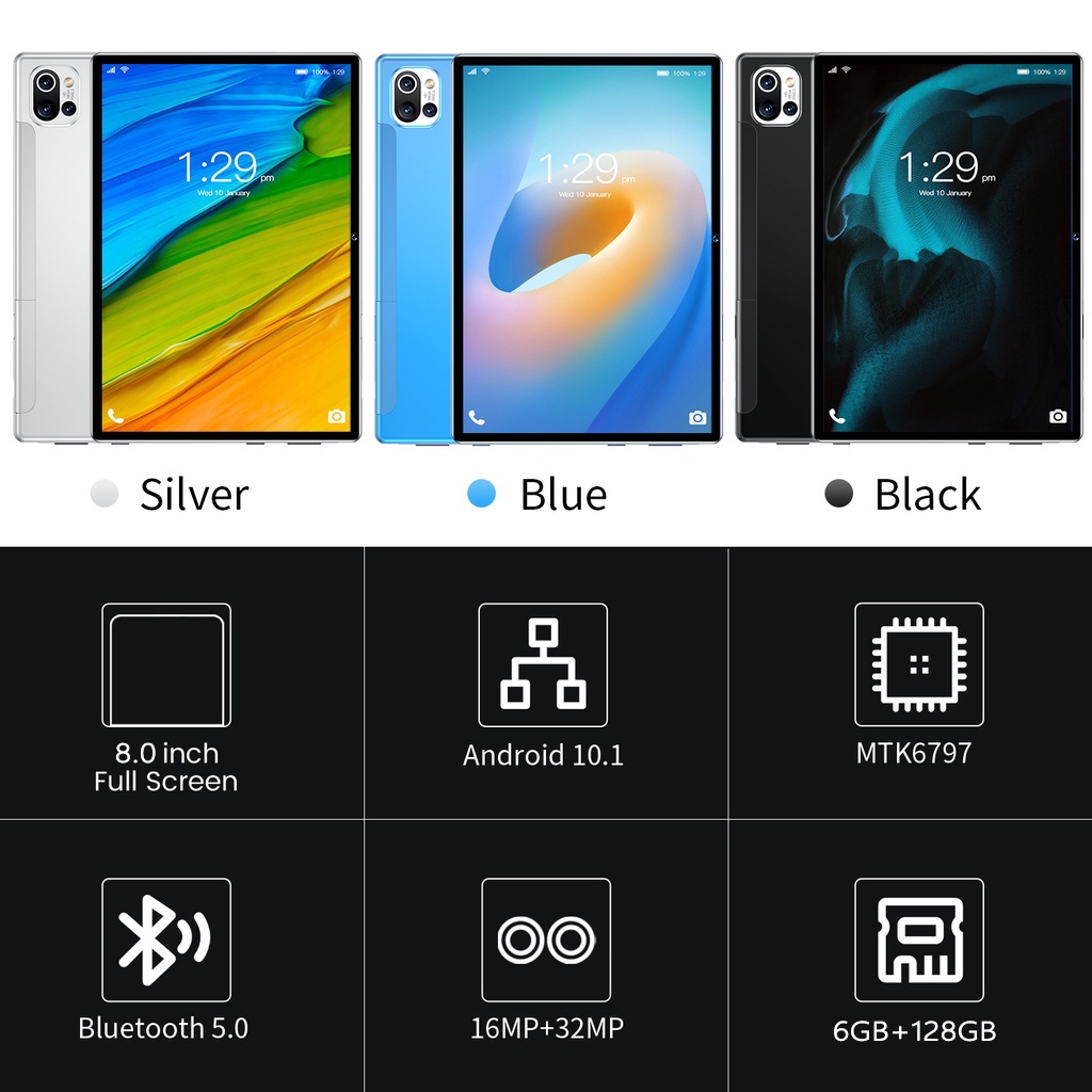 Tablet PC 5 Pro tablet android 6GB RAM + 128GB ROM Baru Sepuluh Inti 4G Jaringan Android 8.1 Dual SIM/Cocok untuk belajar