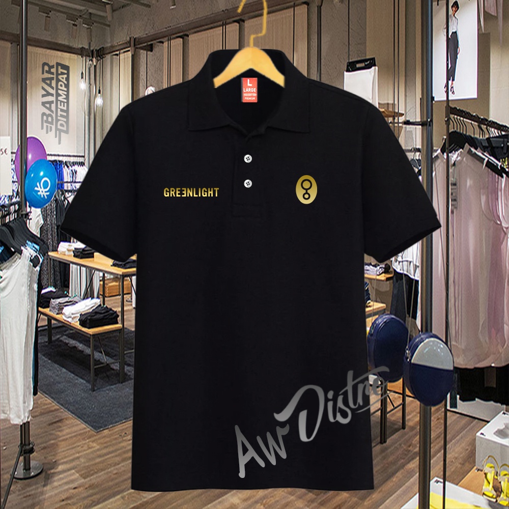 COD Baju Distro Polo Greenlight 08 Kirka Text Gold Premium Quality Atasan Pria Wanita Promo Termurah