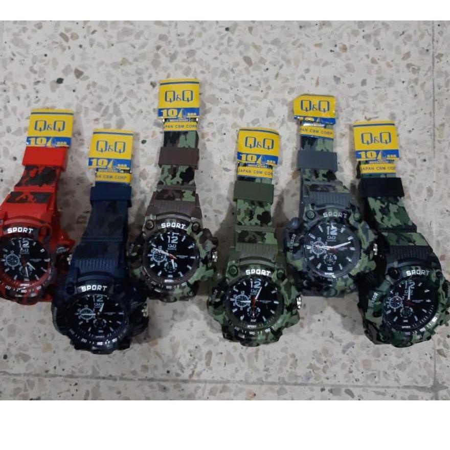 GY.20Au22ν ‣ Jam tangan Pria sport Q&Q Loreng army tali rubber QQ army tali kualitas bagus