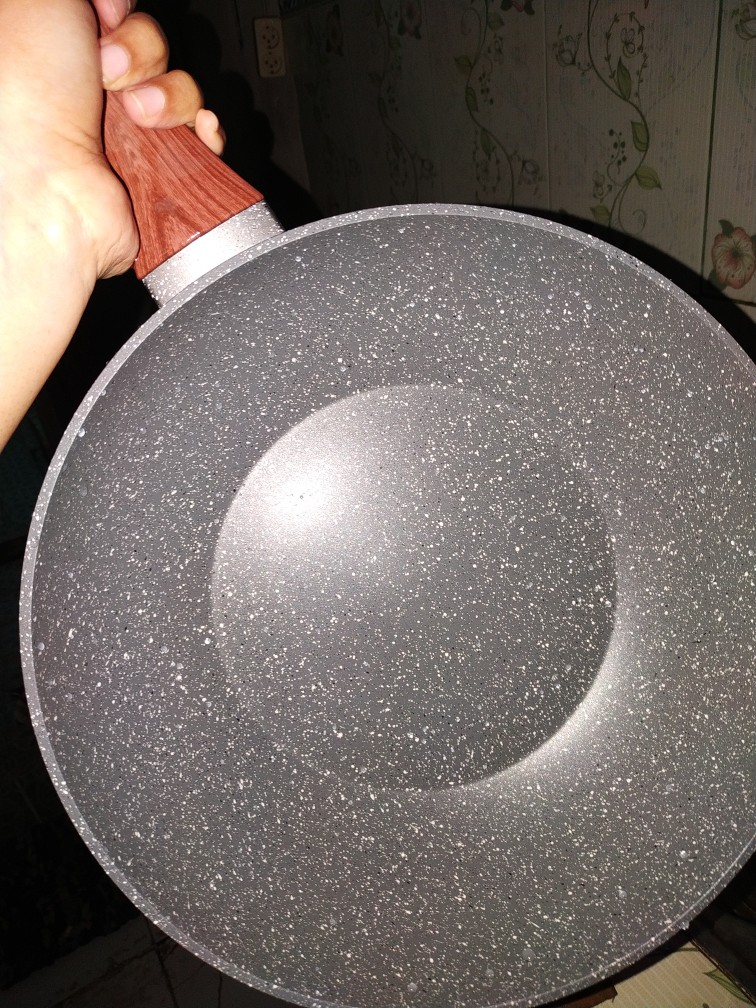 Cypruz Fry Wok / Wajan Penggorengan Marble Gg Kayu 28 Cm