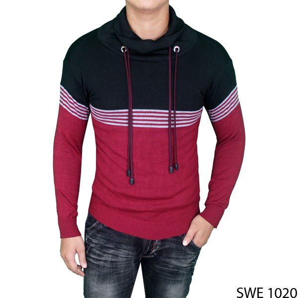 Sweater Harajuku Pria Rajut Maroon – SWE 1020