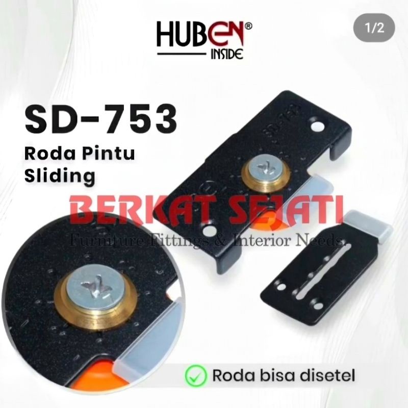 Roda Pintu Lemari Baju Geser / Rel Sliding Sleding Orange SD 753 Huben