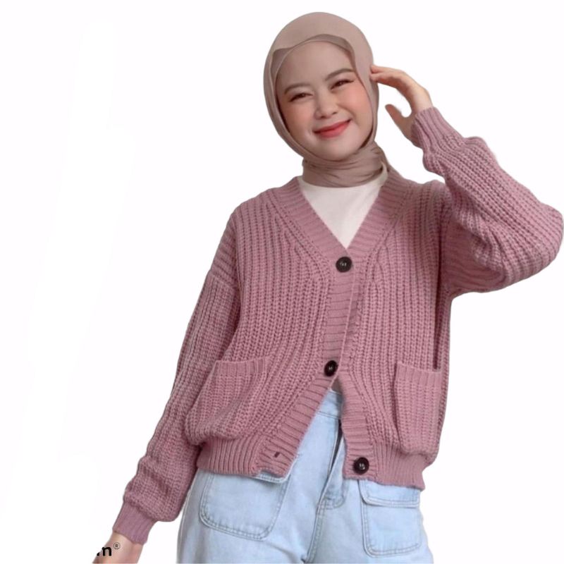 GRACIA SAKU - CARDIGAN CROP RAJUT 7GET TEBAL - OUTER CARDY WANITA