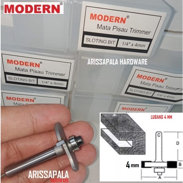 Mata Profil Kayu Sloting Bit Mata Trimmer Router Lubang Panel Kayu Kaca Pintu Jendela 4mm