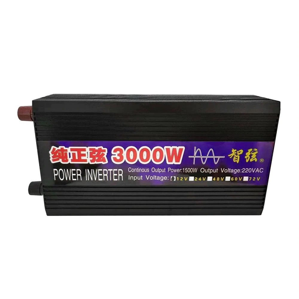 Pure Sine Wave Car Power Inverter DC 12 V to AC 220 V 3000 W - SY3000 - Black