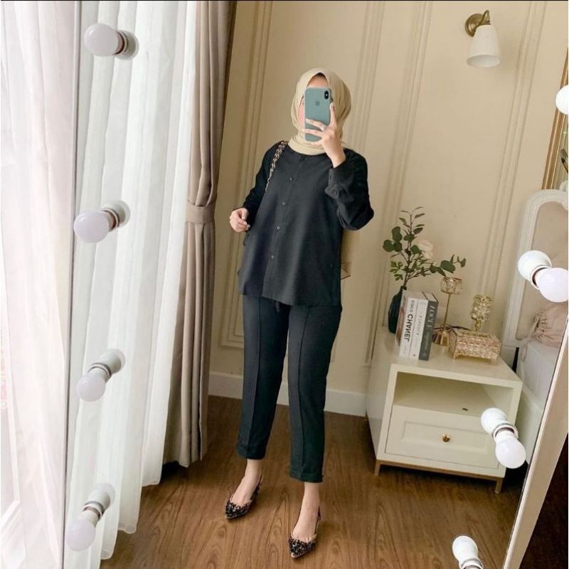 FASHION VIRAL WANITA MUSLIM REFINA BASIC ONESET SALSABILA SIZE M L XL BAJU SETELAN FORMAL WANITA