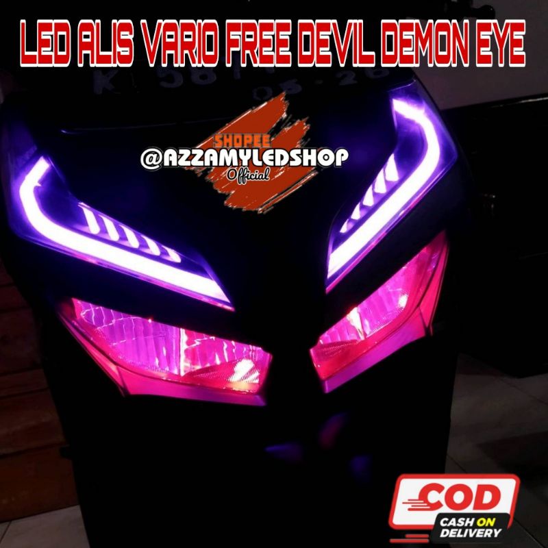 Paket lampu motor DRL alis lampu alis new vario 125 vario 150 tahun 2019 2020 2021 free demon eye devil eye kualitas grade A super terang