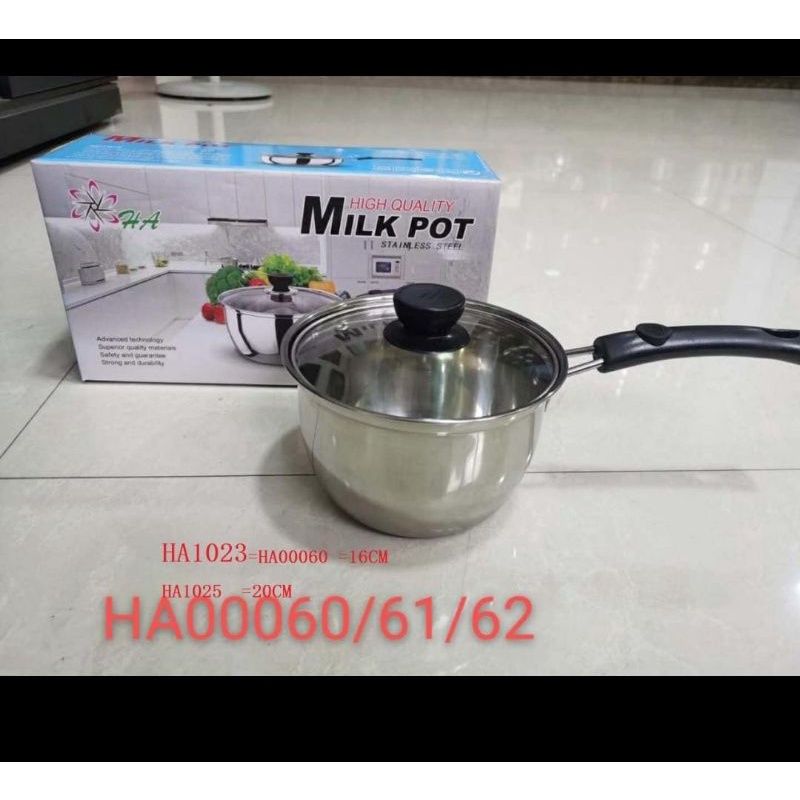 (COD) Panci Milk Pot Tutup Kaca 16cm / Panci Susu Stainless