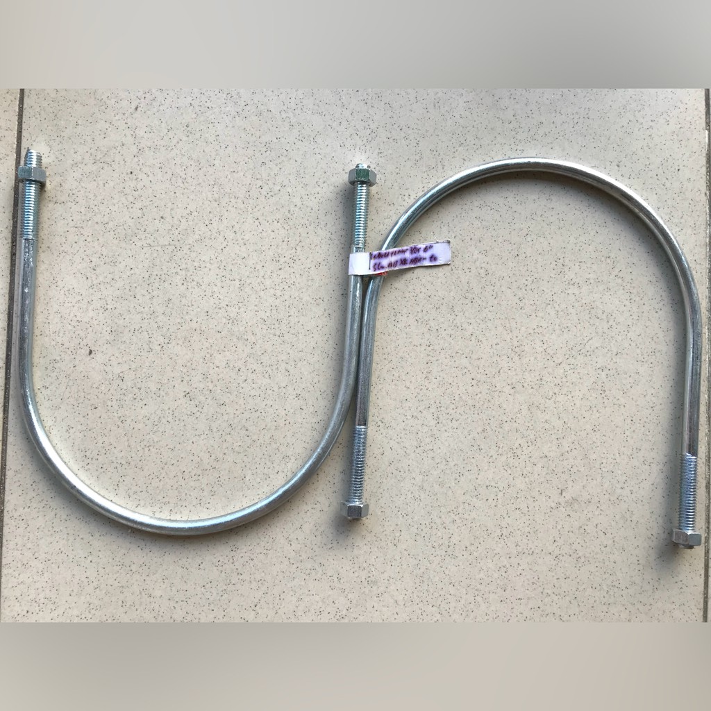 Baut U Galvanis 3/8 x 6 Inchi Klem Pipa U Putih U Bolt + 2 mur