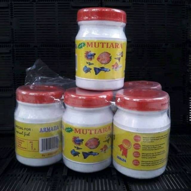 

Makanan Pakan Ikan Cupang Kecil Hias Guppy Mutiara Tropical 100 Gram