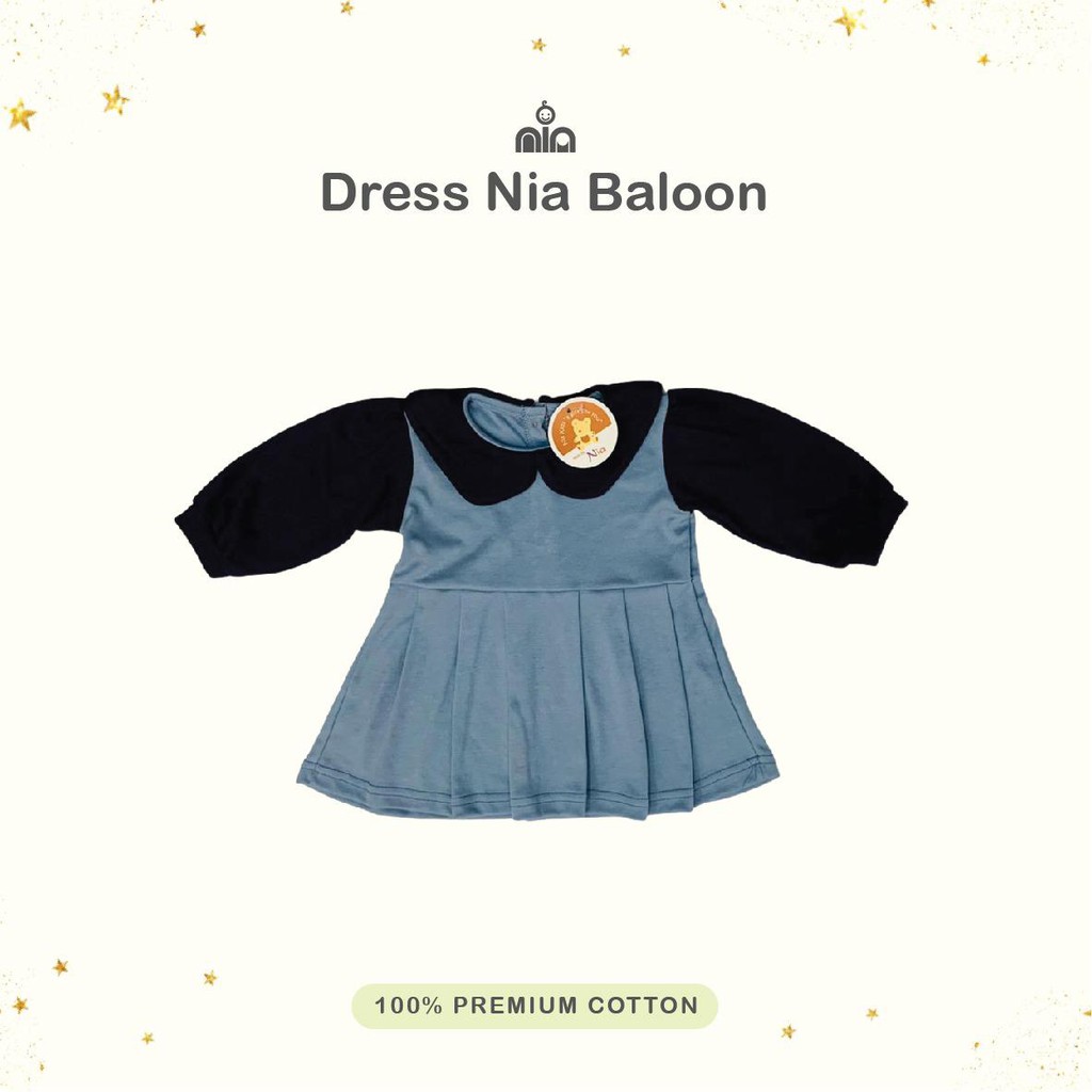 Promo !! Dress Bayi Nia Baloon Premium/dress bayi nia premium lengan panjang /dress bayi murah bahan cotton