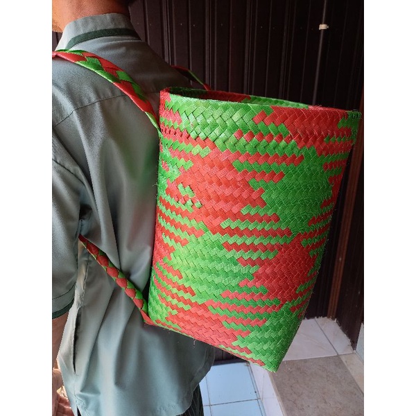 BAKUL TAS KERANJANG BUTAH PETANI BERKEBUN / PLASTIK TALI STRAPPING / TAS ANYAMAN PLASTIK / TAS PASAR