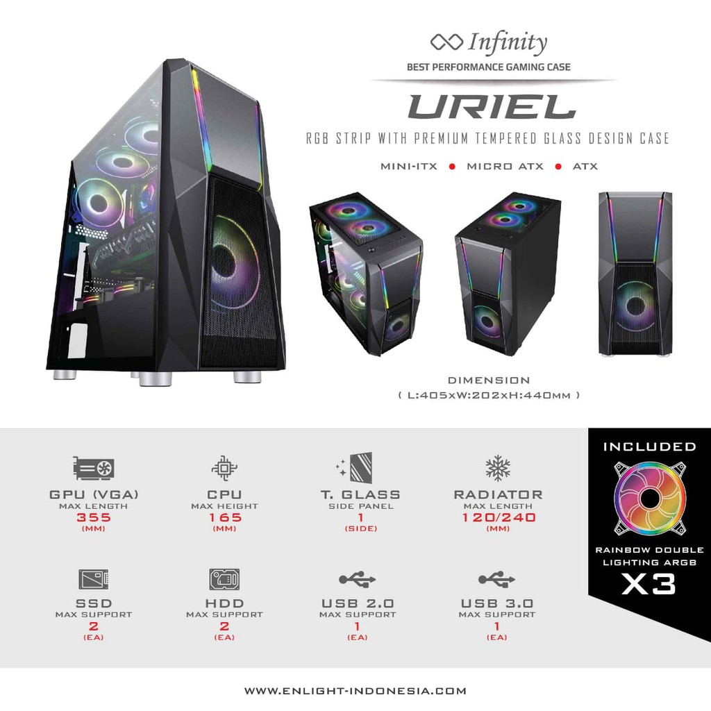 CASE INFINITY URIEL - ATX | 3 Fan Rainbow aRGB