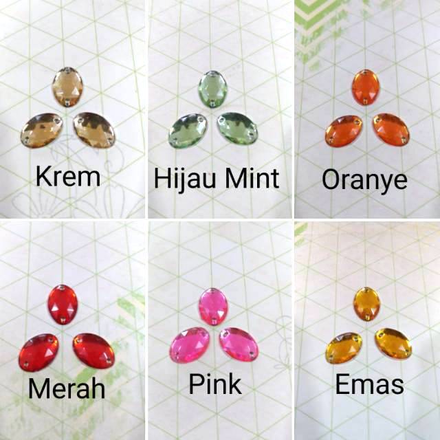 Mote Tempel / Diamond Jahit Oval 10 x 14 (isi 20 pcs)