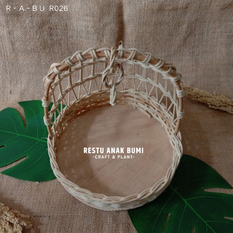 

(R026) Hampers Rotan Lovebird d.22cm|Keranjang Ayunan|Wadah Seserahan|Tempat Parcel|Hantaran|Nikah