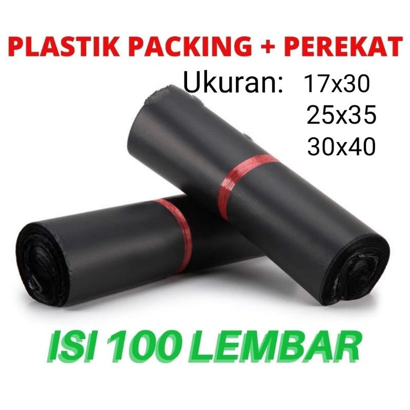 Kantong Plastilk Packing Polymailer Hitam + Lem sekat Anti Plong Murah