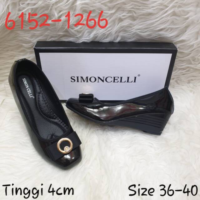 Wedges Simoncelli glossy IMPORT sepatu wanita kantor kerja casual high quality fashion shoes