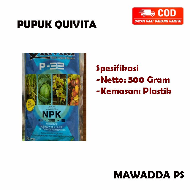 Pupuk Dan Nutrisi Qiuvita P-32 terlengkap untuk tanaman- 500 Gram