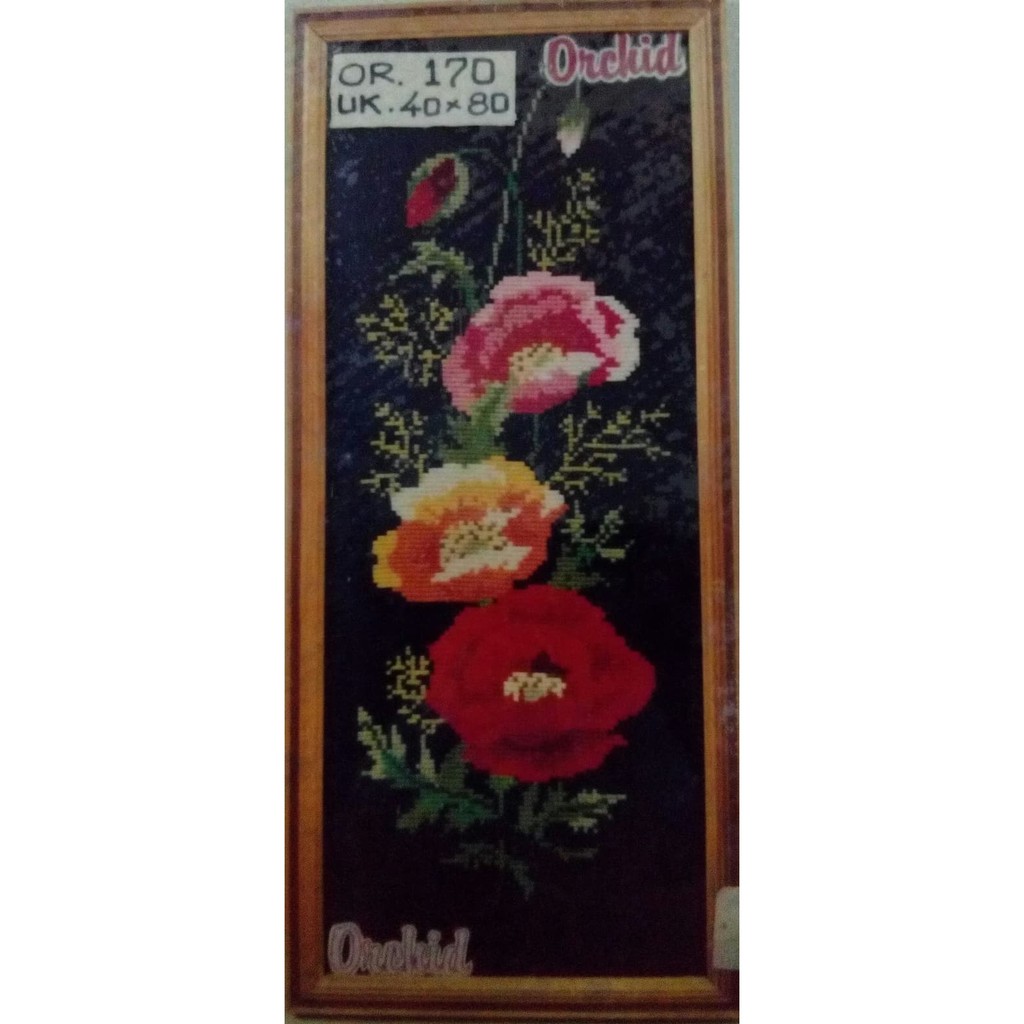 KRUISSTEEK KRISTIK ORCHID MOTIF BUNGA OR 170