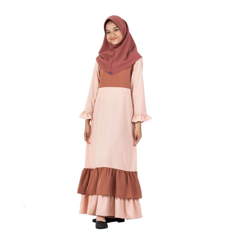gamis sarimbit YUZA girl Elzatta anak 3 tahun, gamis plus Khimar anak