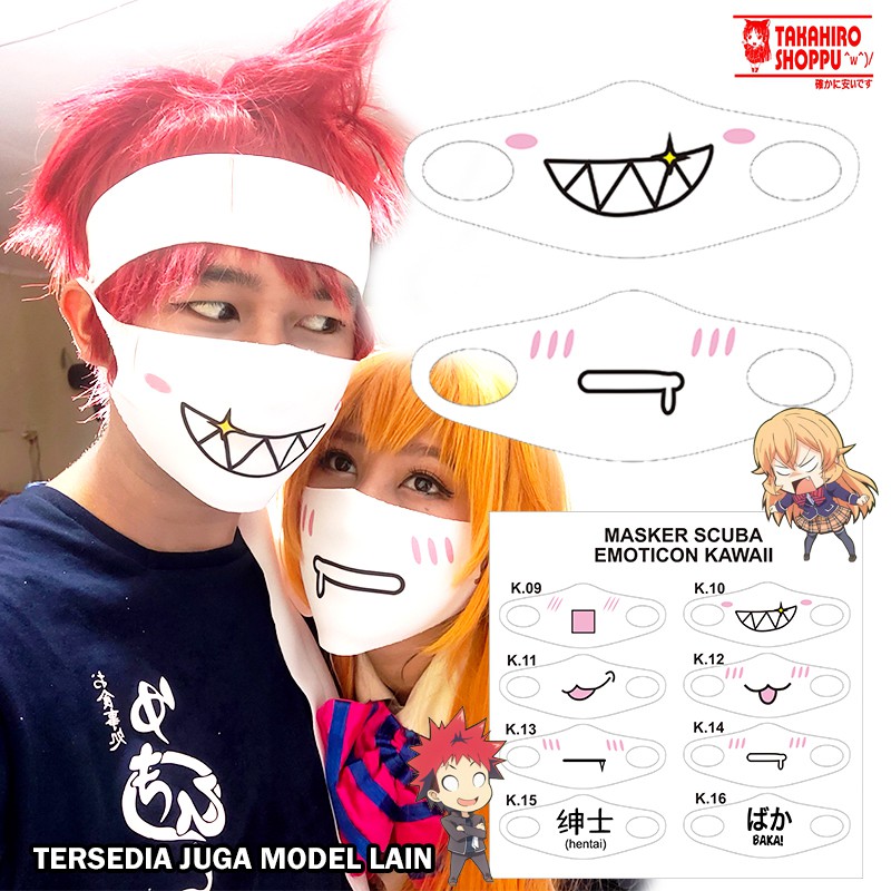 Masker Scuba Emoticon Lucu Kawaii Anime Kpop