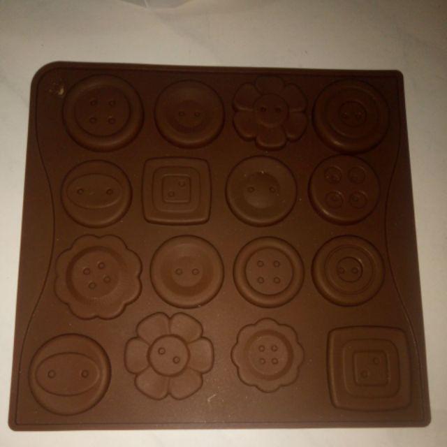 Cetakan Coklat Silikon Kancing Bunga Dan Bulat Kotak