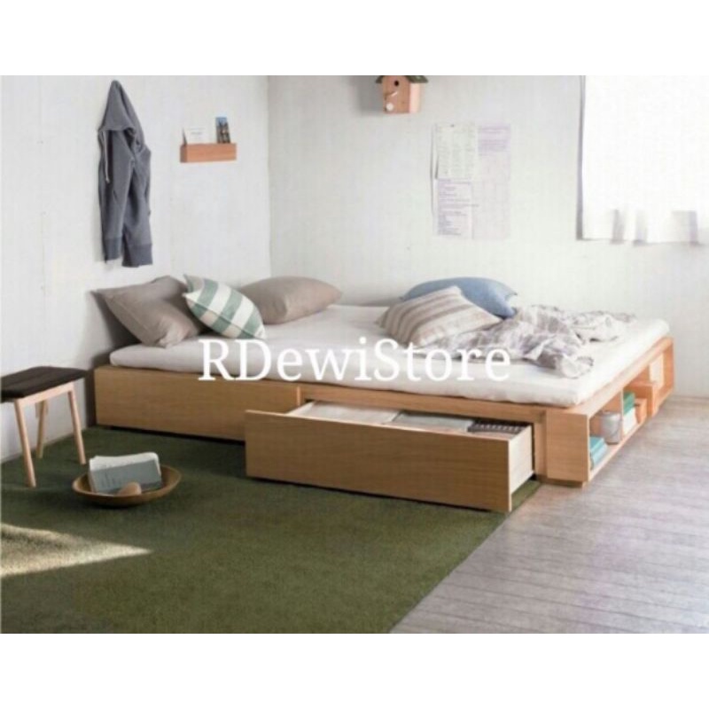 dipan laci kayu jati minimalis | tempat tidur laci jati | divan | ranjang kayu solid