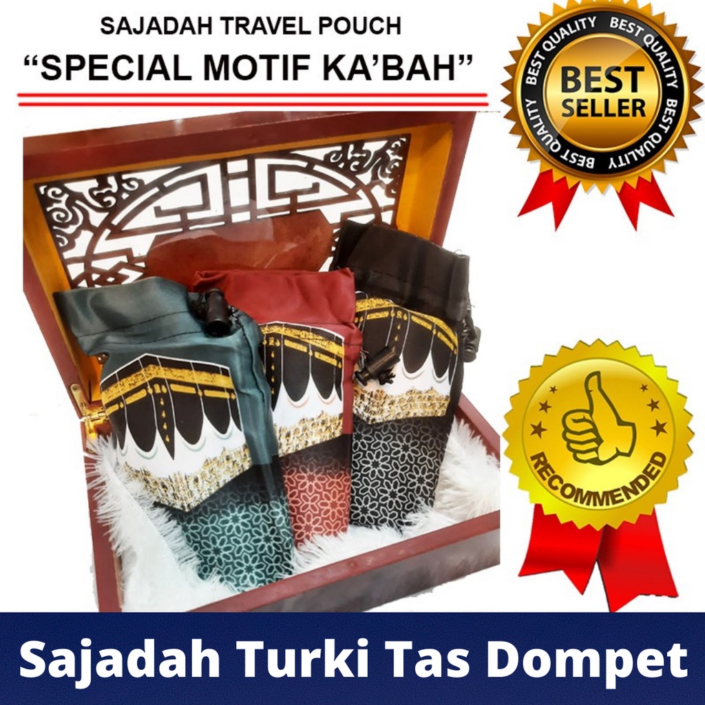 Sajadah travel pouch mini sajadah turki Turkey tas dompet motif kabah ringan tipis perlengkapan shol