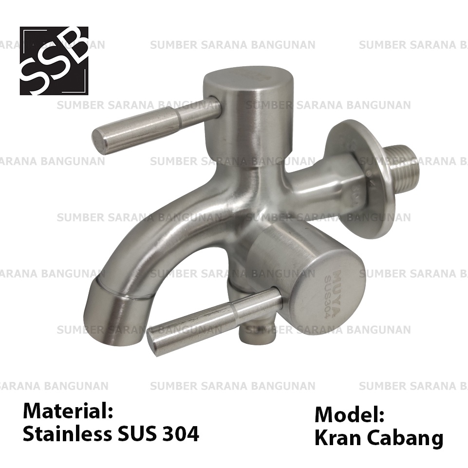 Kran Cabang Stainless 304 / Keran Air Double Shower Stenles Satin