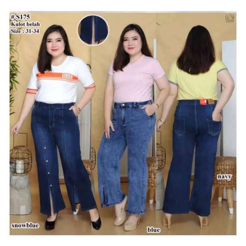 celana jeans wanita model cutbray rawis kancing belah/ fashion cewek kekinian terbaru termurah berku