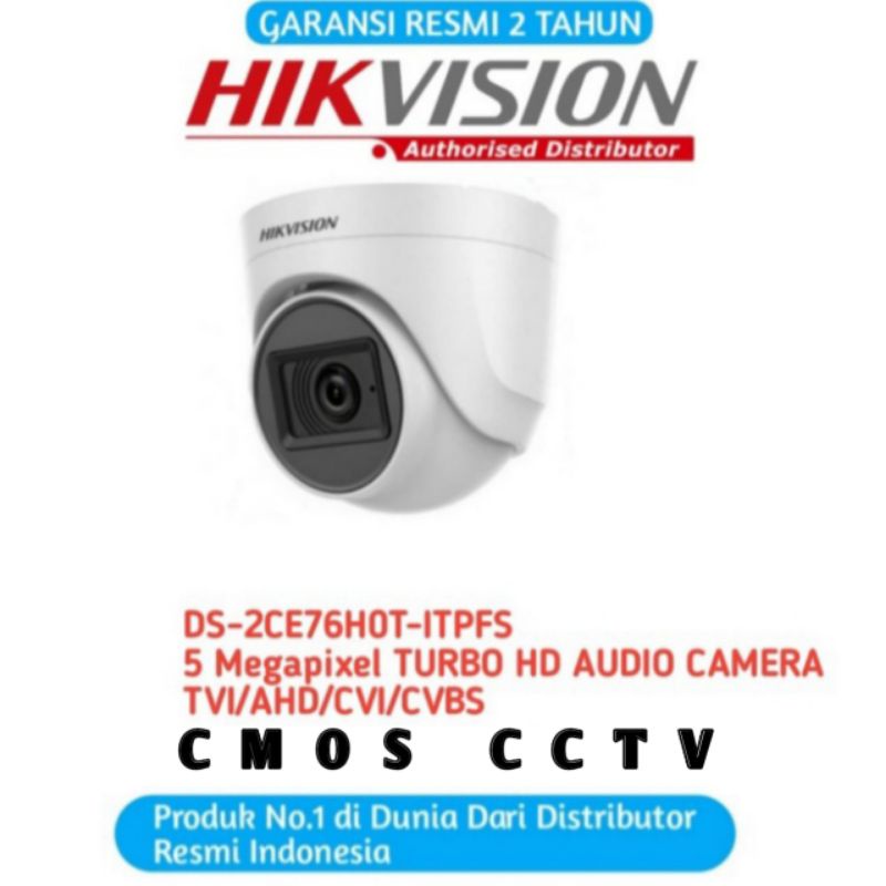 CAMERA INDOOR AUDIO HIKVISION 5MP TURBO HD DS2CE76H0T-ITPFS