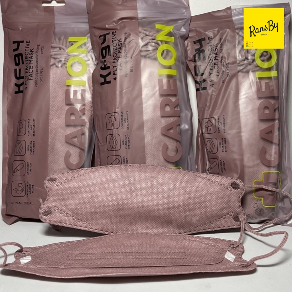 MASKER CAREION KF94 SHRIMPINK 4PLY ISI 10 PCS