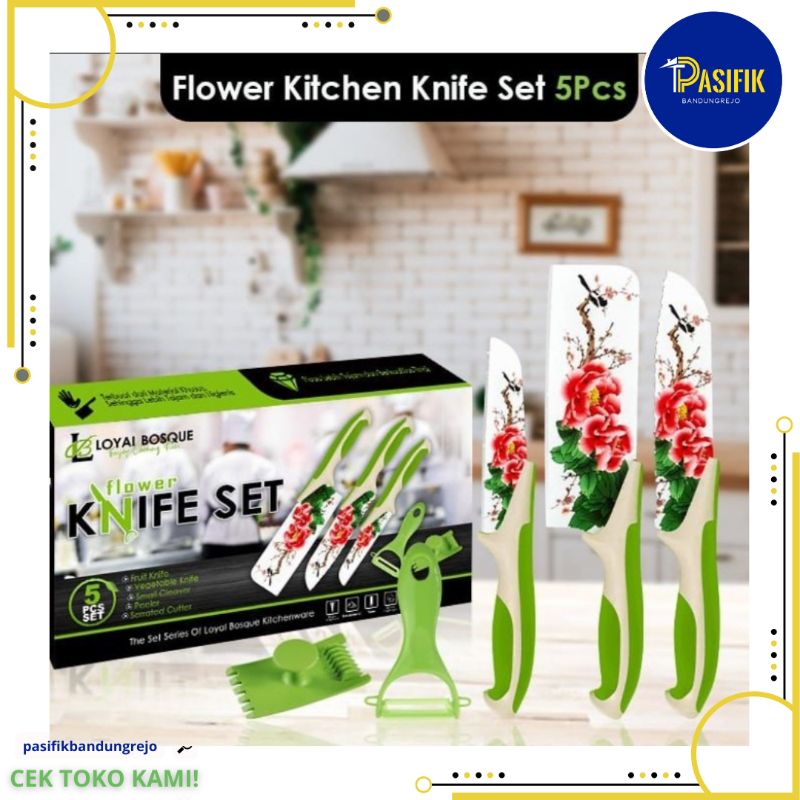 PISAU SET BUNGA YCL / PISAU DAPUR SET MOTIF BUNGA