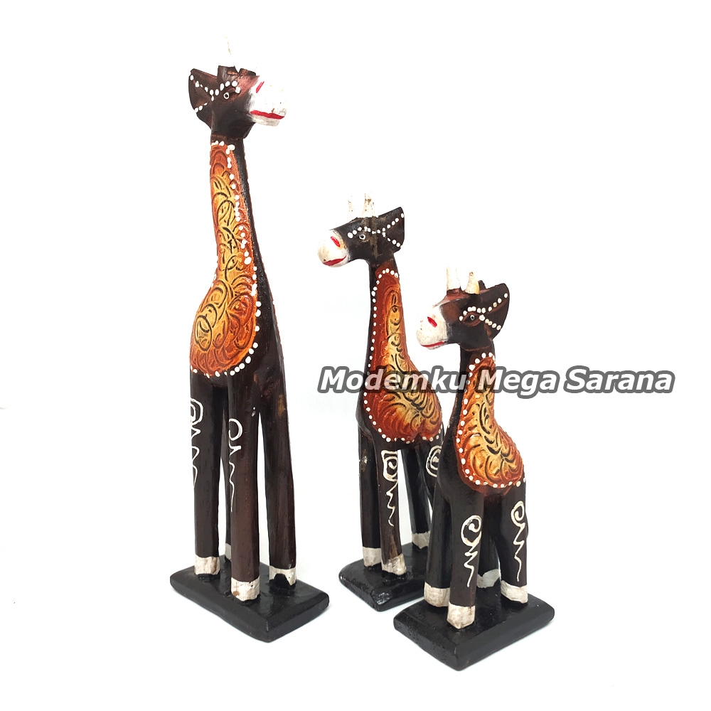 Pajangan Miniatur Jerapah Painting Khas Jogja - Isi 3pcs