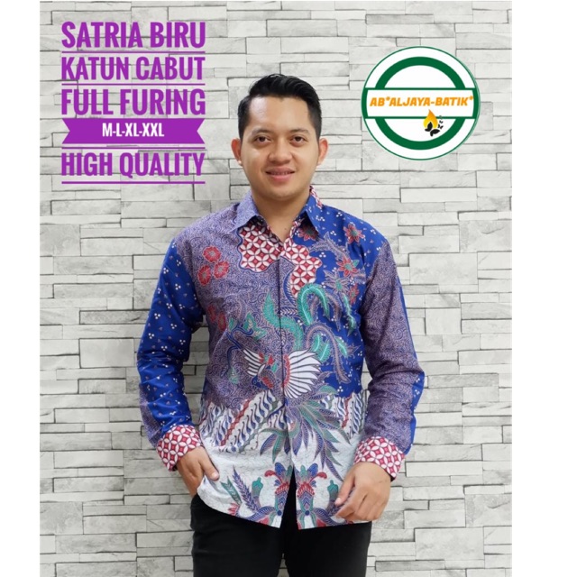 Batik Pria SATRIA BIRU FULL FURING Katun Halus Ori Solo