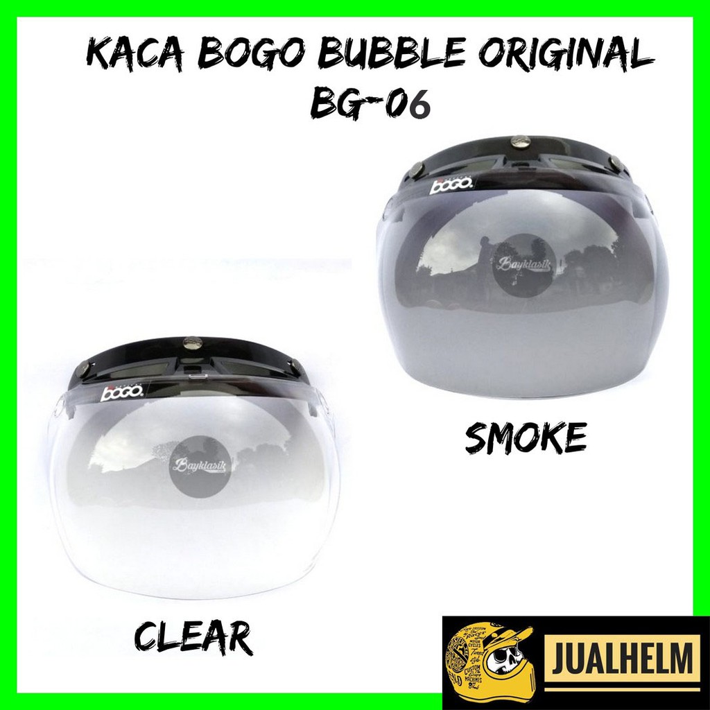 Kaca Bogo Cembung Bubble ORIGINAL (Kaca Retro/Kaca Helm/Kaca Visor/Visor Helm/BG 06/Hitam/Bening)