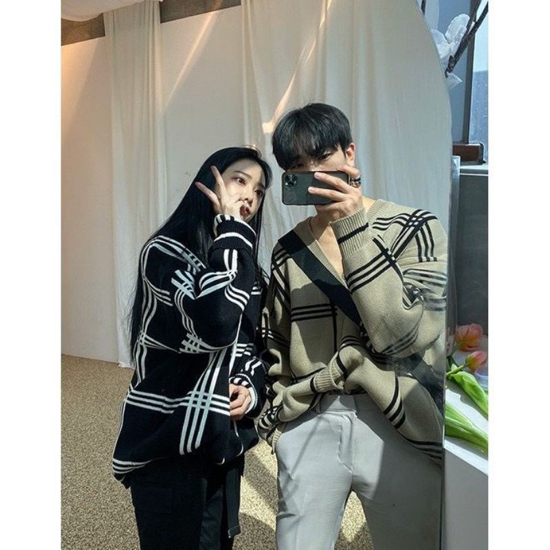 CARDIGAN RAJUT MINGYU JAEHYUN SEVENTEEN MOTIF KOTAK Rajut PREMIUM WANITA  STORE09 MURAH-1