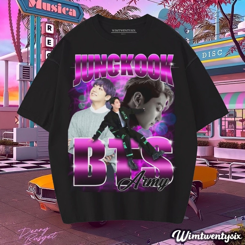 KAOS OVERSIZE BTS JUNGKOOK VINTAGE TEE ( OVERSIZE DARK GREY T-SHIRT )